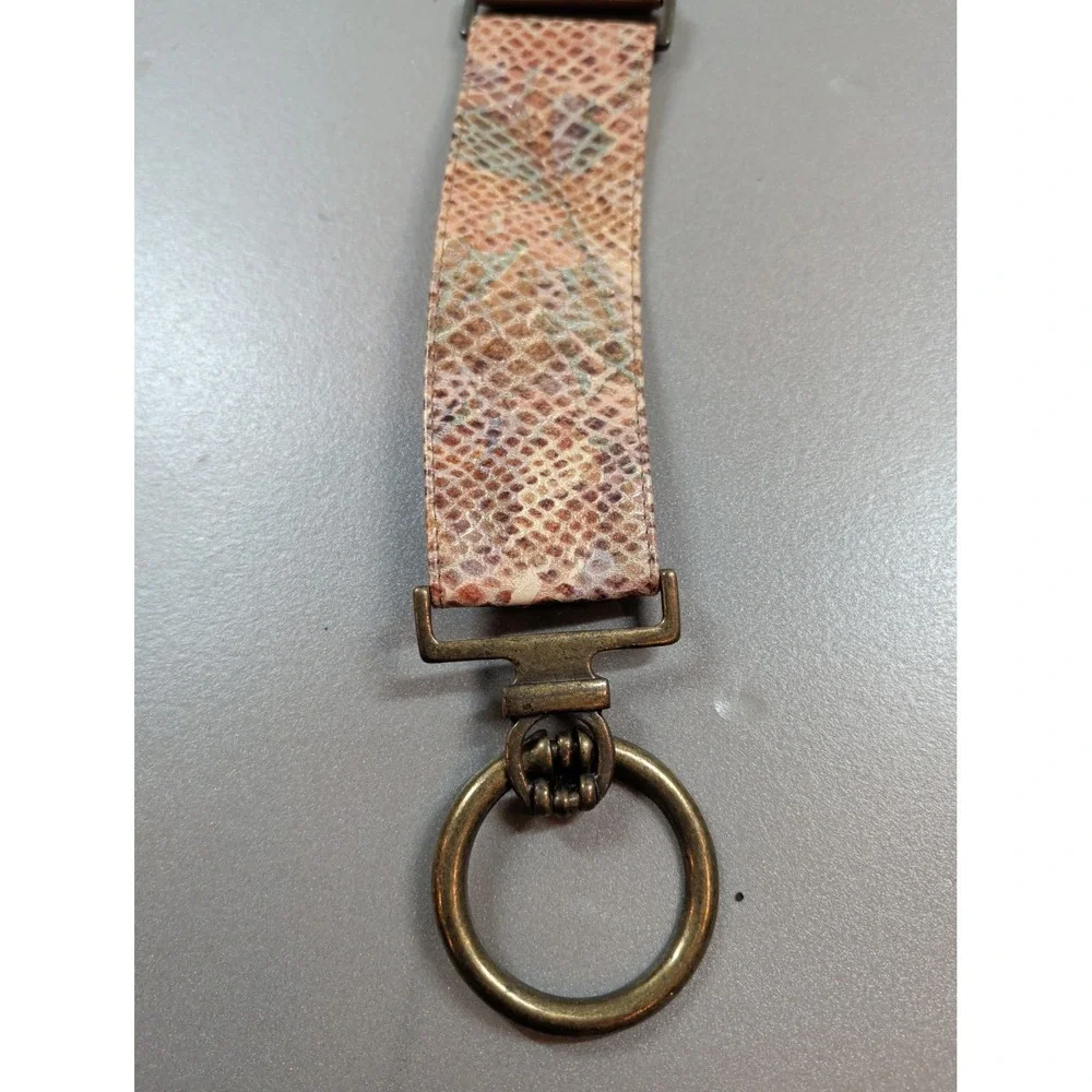 Suzi Roher Snakeskin Embossed Elastic Toggle Belt Brown Brass‎ Medium Canada